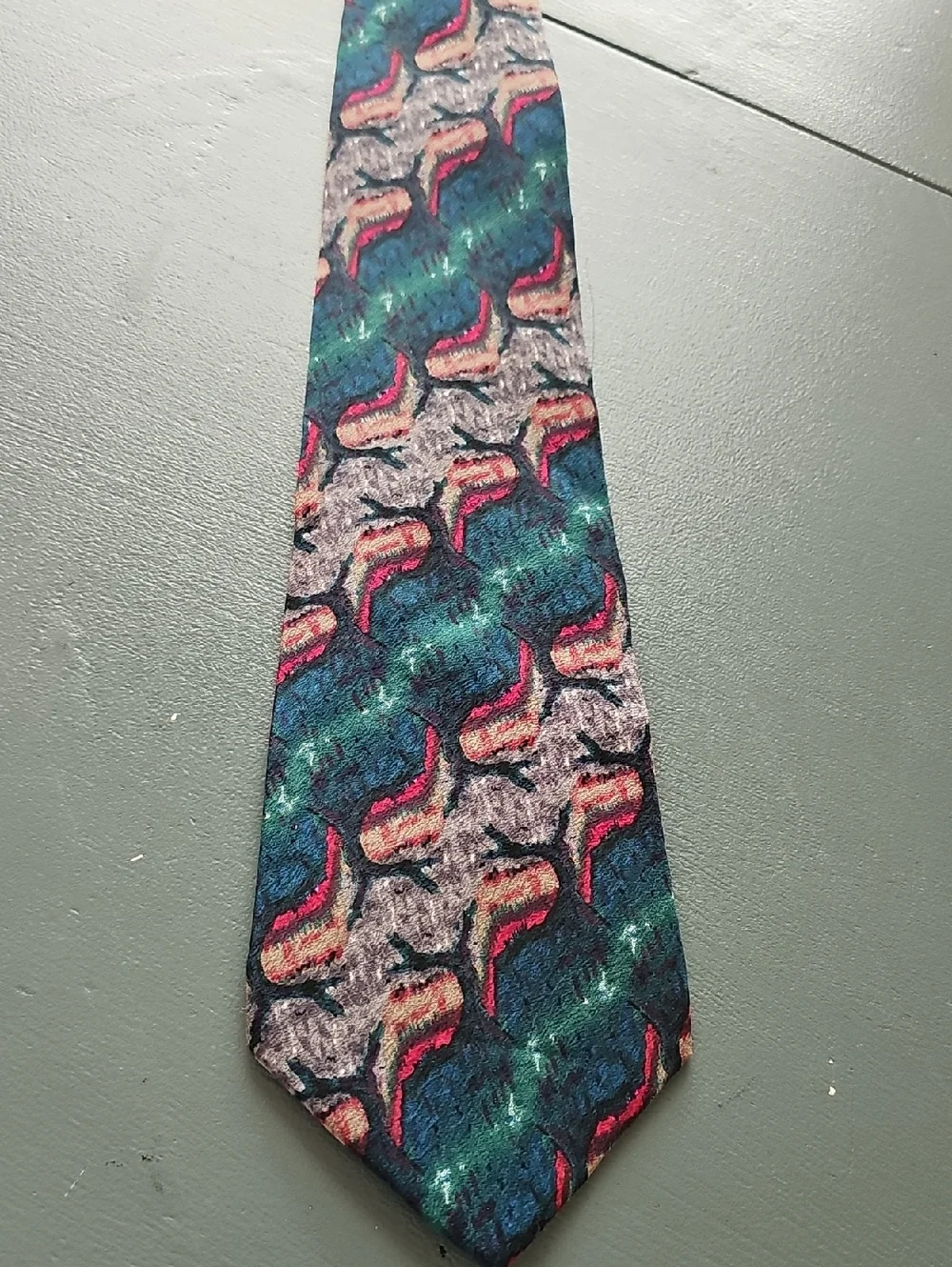 J. Garcia Abstract Psychedelic Silk Necktie Mens OS Multi Color Vintage 90s Silk